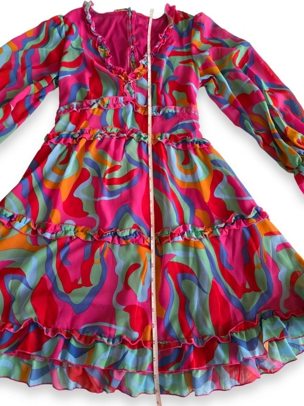 Pink Multi-Color Ruffle Tiered Mini Dress - Picture 5 of 6
